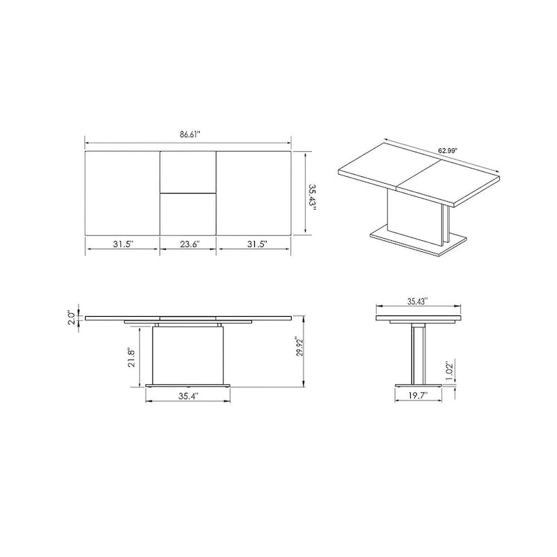 Somette Kalie Grey Extendable Laminate Dining Table