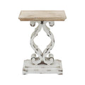 French Country Wood Rectangle End Table with Natural Wood Top