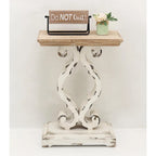 French Country Wood Rectangle End Table with Natural Wood Top