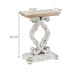 French Country Wood Rectangle End Table with Natural Wood Top