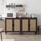 Functional 4-Door Rattan Decorative Storage Cabinet