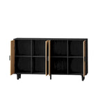 Functional 4-Door Rattan Decorative Storage Cabinet