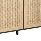 Functional 4-Door Rattan Decorative Storage Cabinet