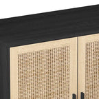 Functional 4-Door Rattan Decorative Storage Cabinet