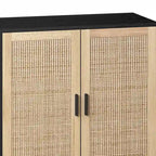Functional 4-Door Rattan Decorative Storage Cabinet