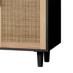 Functional 4-Door Rattan Decorative Storage Cabinet