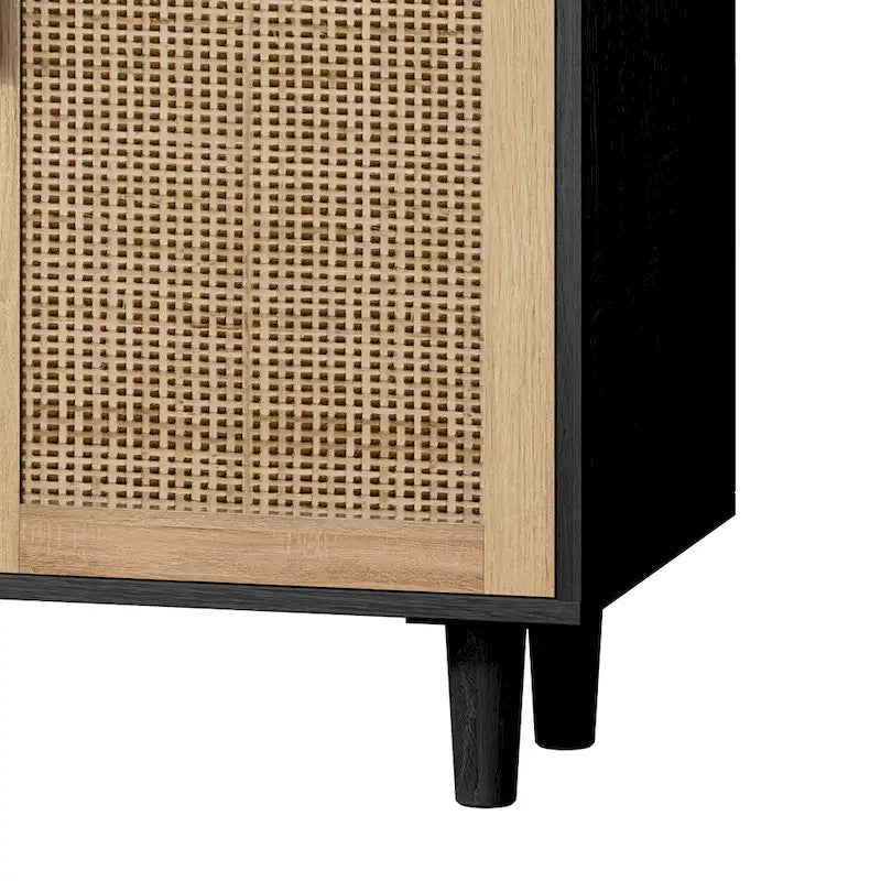 Functional 4-Door Rattan Decorative Storage Cabinet