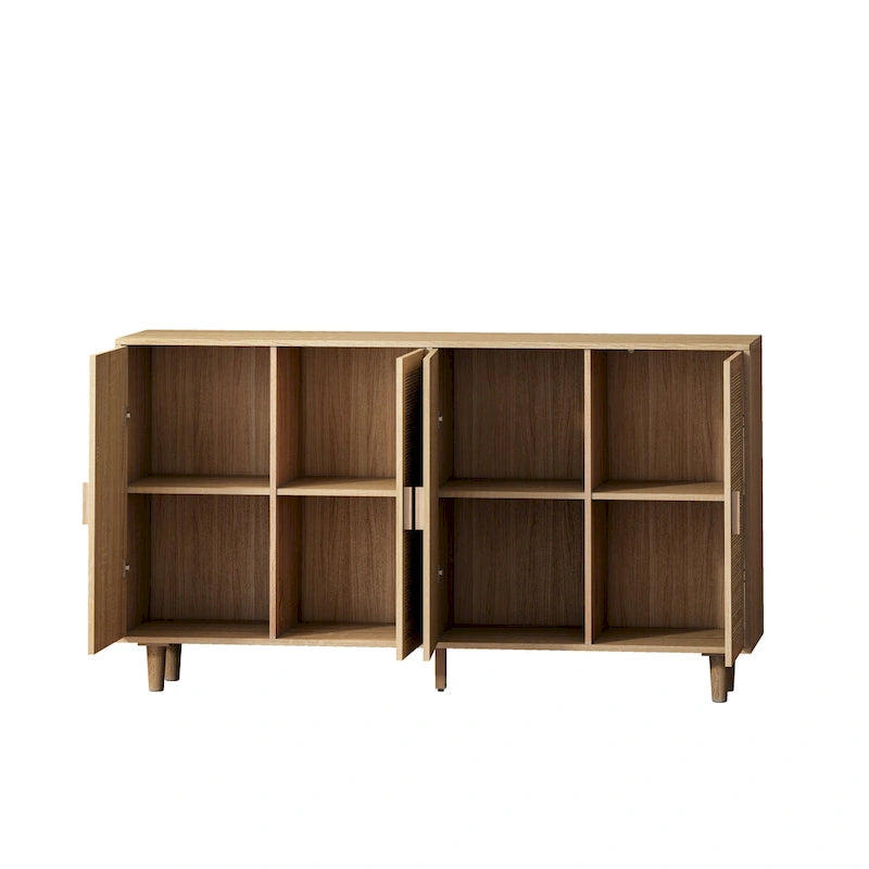 Functional 4-Door Rattan Decorative Storage Cabinet