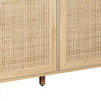 Functional 4-Door Rattan Decorative Storage Cabinet