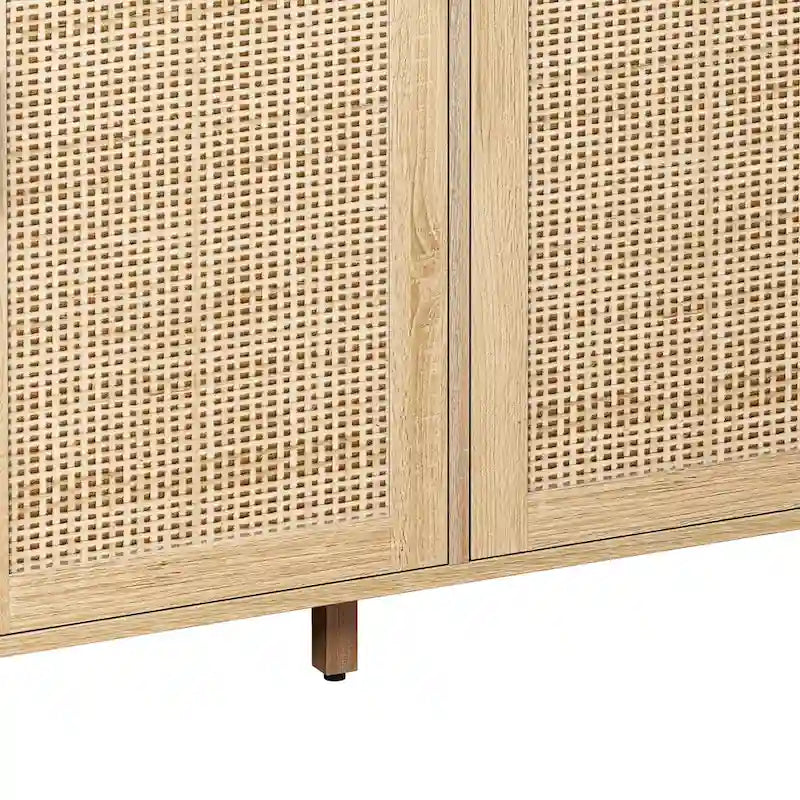 Functional 4-Door Rattan Decorative Storage Cabinet