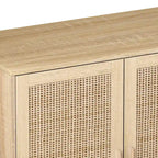 Functional 4-Door Rattan Decorative Storage Cabinet