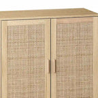 Functional 4-Door Rattan Decorative Storage Cabinet