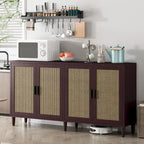 Functional 4-Door Rattan Decorative Storage Cabinet