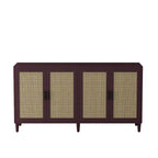Functional 4-Door Rattan Decorative Storage Cabinet