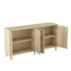 Functional 4-Door Rattan Decorative Storage Cabinet