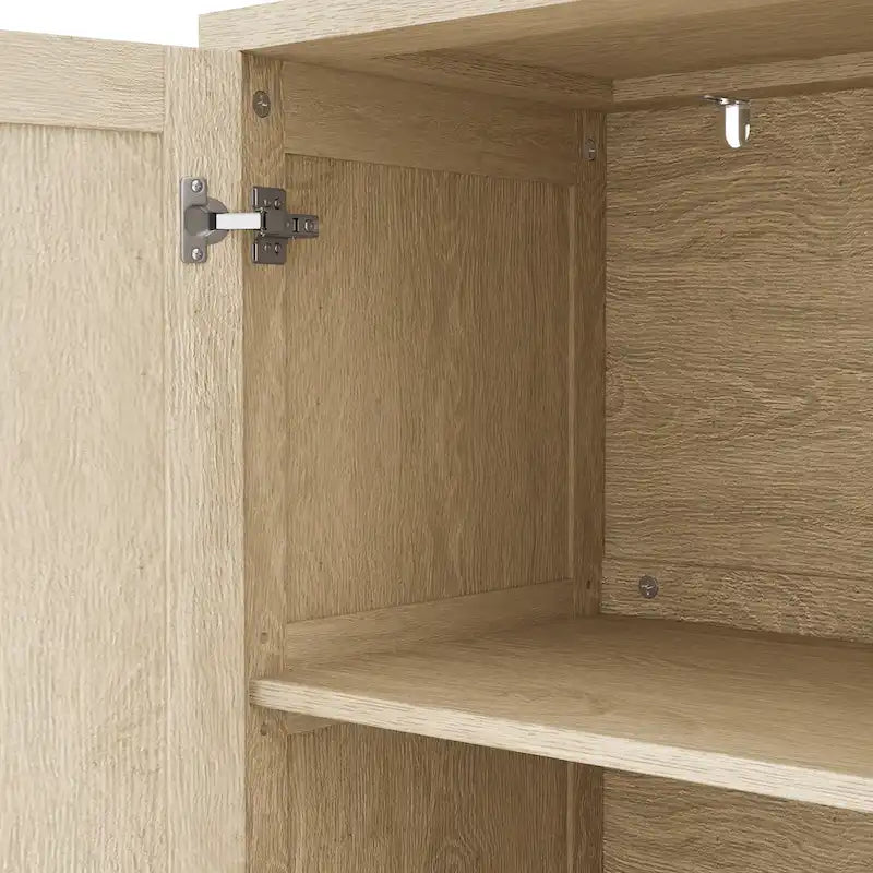 Functional 4-Door Rattan Decorative Storage Cabinet