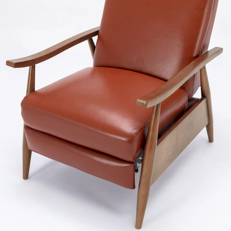 Fordham Top Grain Leather Wood Arm Push Back Recliner by Greyson Living