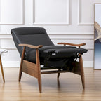 Fordham Top Grain Leather Wood Arm Push Back Recliner by Greyson Living