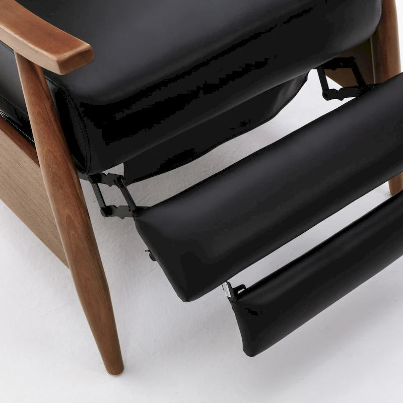 Fordham Top Grain Leather Wood Arm Push Back Recliner by Greyson Living