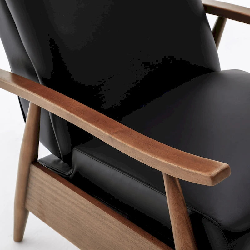 Fordham Top Grain Leather Wood Arm Push Back Recliner by Greyson Living