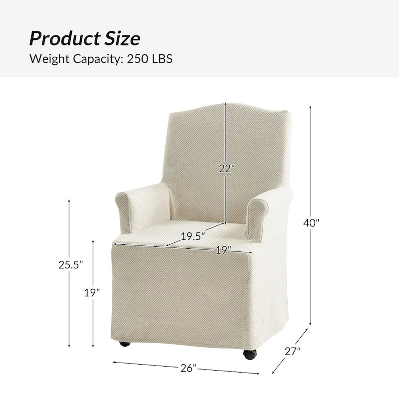 Alethea Upholstered Slipcover Arm Dining Chair with Soild Wood Legs by HULALA HOME