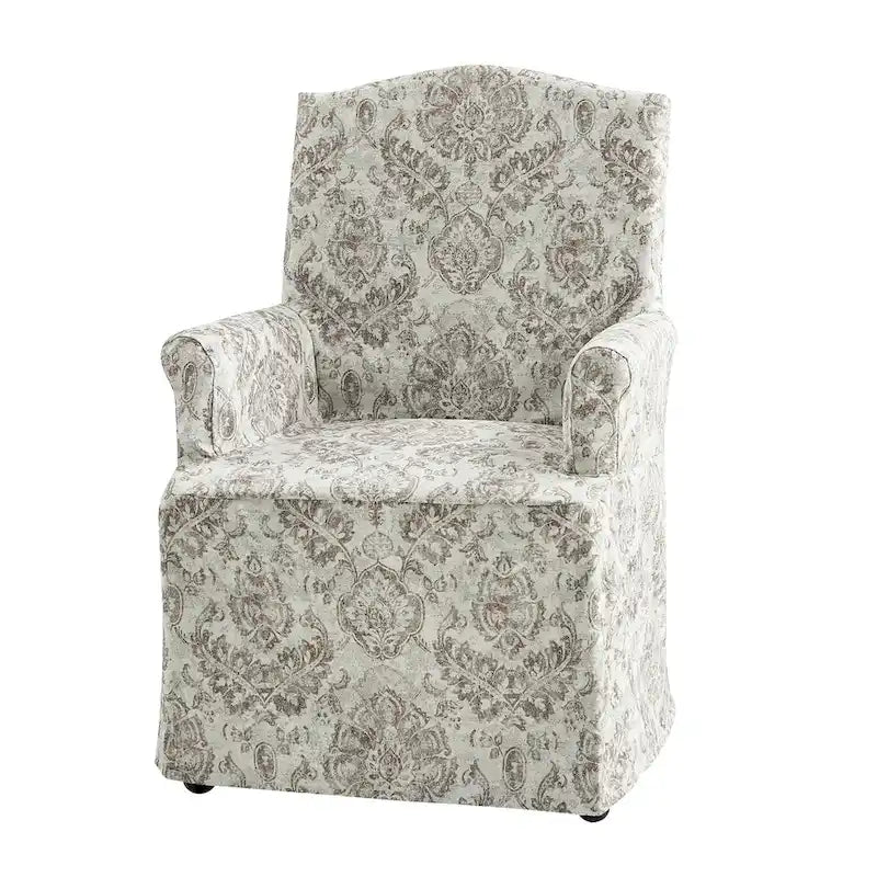 Alethea Upholstered Slipcover Arm Dining Chair with Soild Wood Legs by HULALA HOME