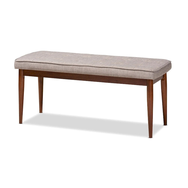 Mid-Century Modern Fabric Upholstered Dining Bench