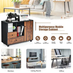 Wood Mobile Filing Cabinet Large Storage Cabinet Printer Stand