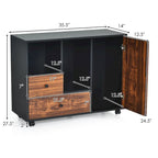 Wood Mobile Filing Cabinet Large Storage Cabinet Printer Stand