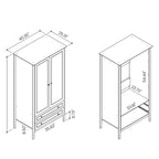 Manhattan Comfort Crown Full Wardrobe with Hanging and 2 Drawers