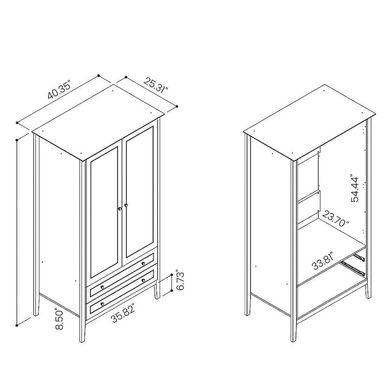 Manhattan Comfort Crown Full Wardrobe with Hanging and 2 Drawers