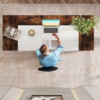 63 inch Large Executive Desk Office Desk with Storage Shelf for Home Office, Rustic Brown Black