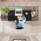 63 inch Large Executive Desk Office Desk with Storage Shelf for Home Office, Rustic Brown Black