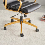 LUXMOD Office Chair Faux Leather Gold Frame Adjustable and Swivel