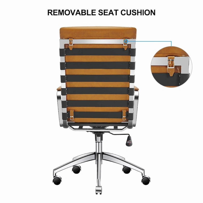 LUXMOD Office Chair Faux Leather Gold Frame Adjustable and Swivel