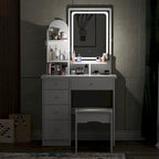 31.5 Wide Dresser Makeup Vanity With Stool and Touching Light Mirror - 31.5W