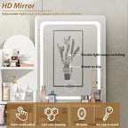 31.5 Wide Dresser Makeup Vanity With Stool and Touching Light Mirror - 31.5W