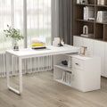 Timechee 55-inch L Shaped Office Computer Desk w/ Drawers Cabinet, White