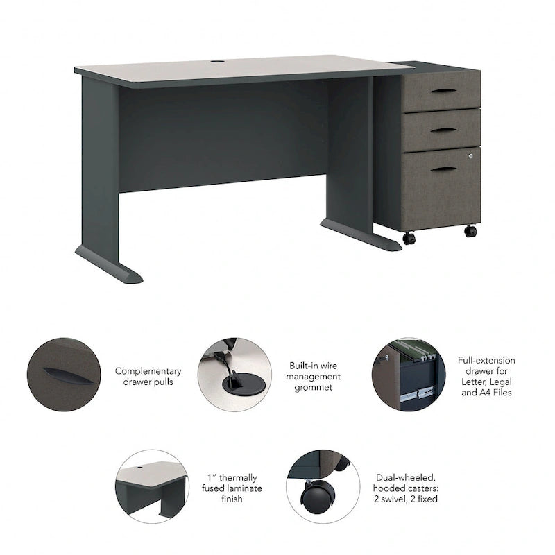 Series A 48W Desk with Mobile File Cabinet by Bush Business Furniture