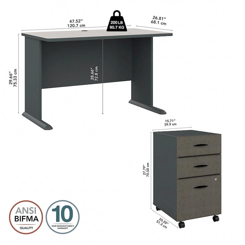 Series A 48W Desk with Mobile File Cabinet by Bush Business Furniture