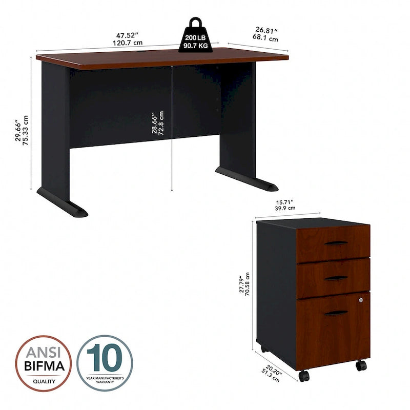 Series A 48W Desk with Mobile File Cabinet by Bush Business Furniture