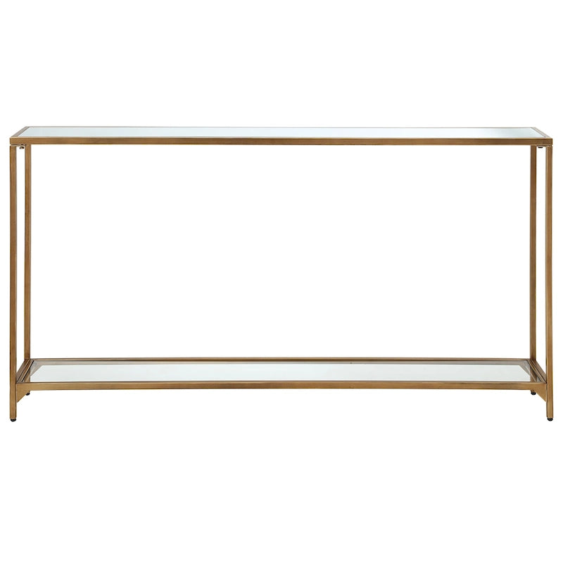 Copper Grove Metal and Tempered Glass Narrow Console Table