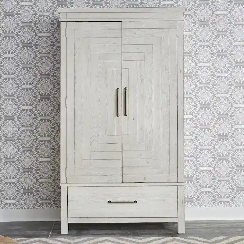 Modern Farmhouse Flea Market White Distressed Armoire