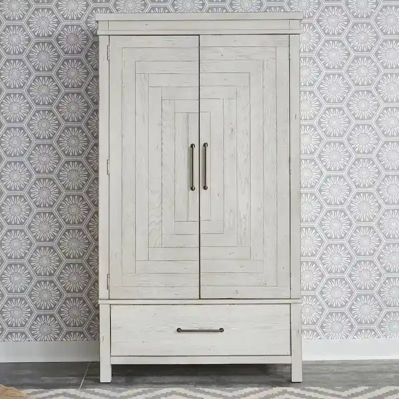 Modern Farmhouse Flea Market White Distressed Armoire