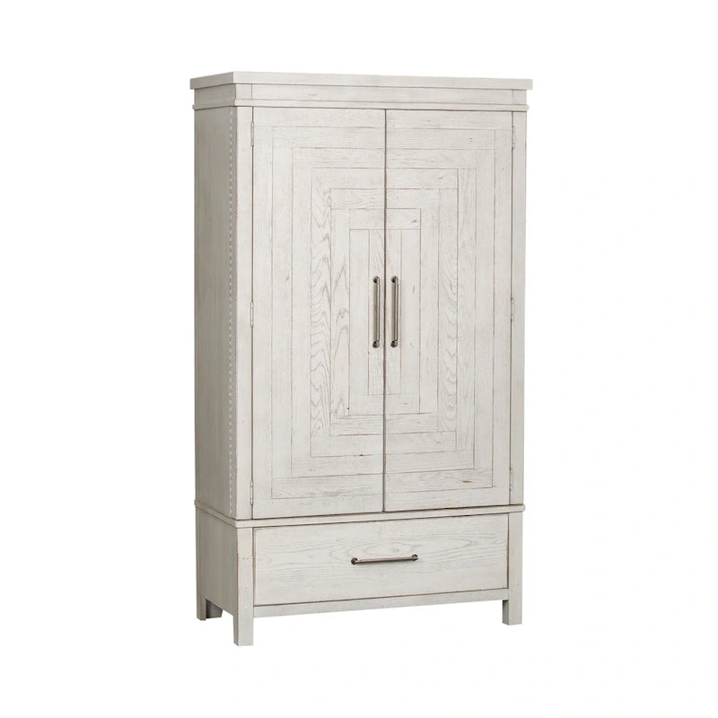 Modern Farmhouse Flea Market White Distressed Armoire