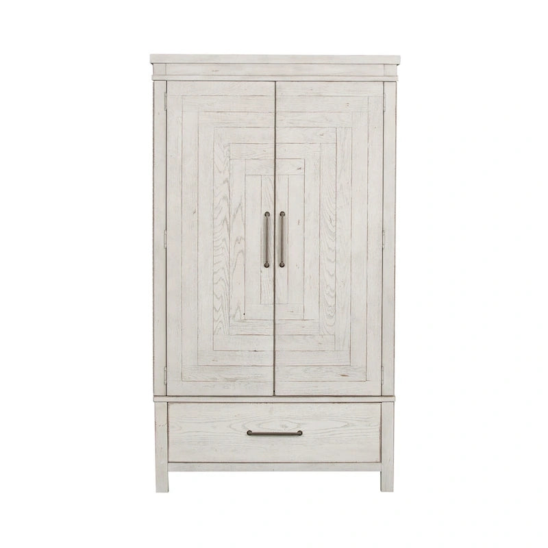Modern Farmhouse Flea Market White Distressed Armoire