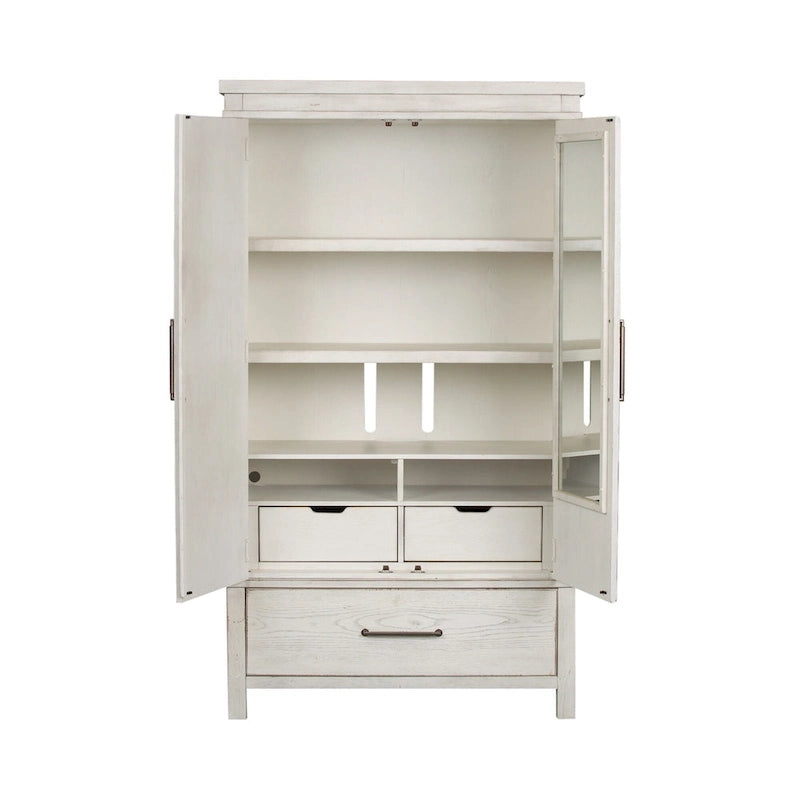 Modern Farmhouse Flea Market White Distressed Armoire