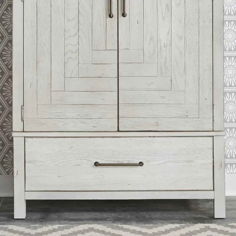 Modern Farmhouse Flea Market White Distressed Armoire