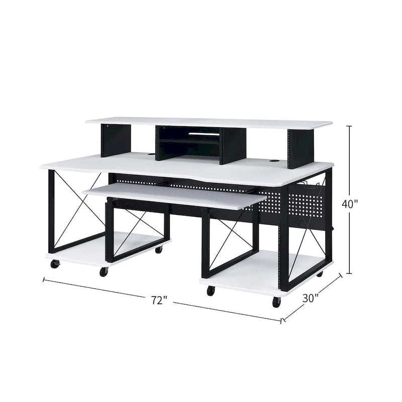 Rectangular Music Desk with 8 Wheels and 1 Keyboard Tray
