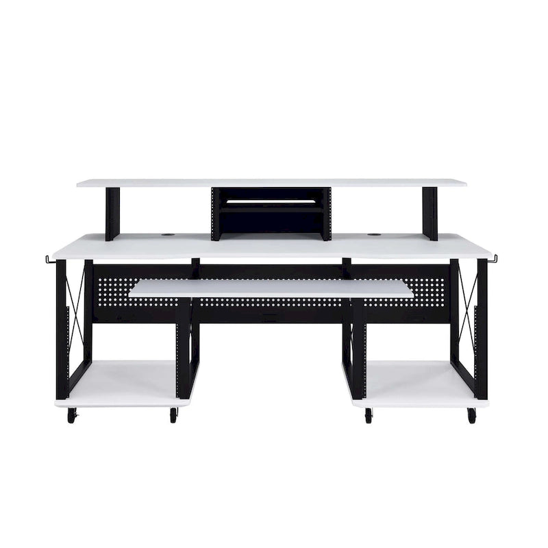 Rectangular Music Desk with 8 Wheels and 1 Keyboard Tray